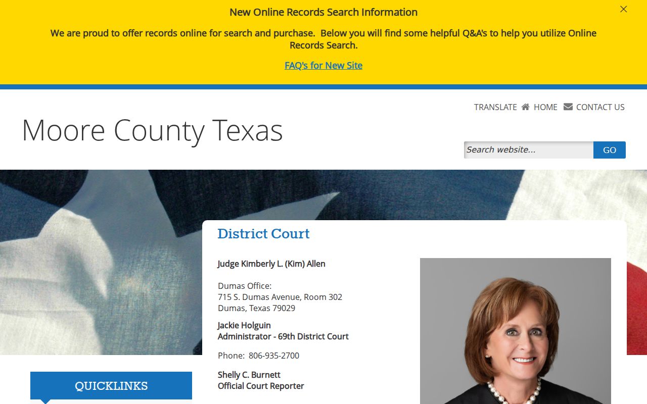 Moore County 69th District Court official page