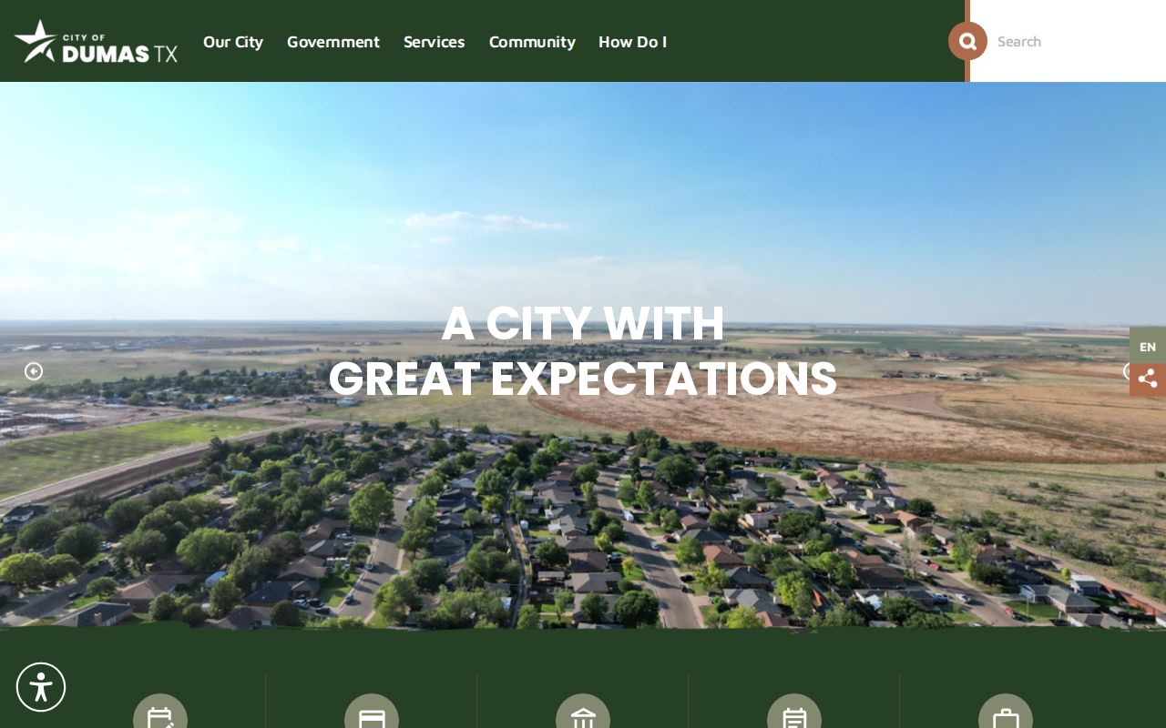 Official City of Dumas website and civic setting