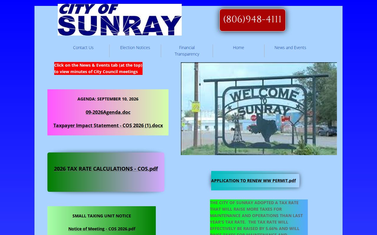 Official Sunray City Hall website