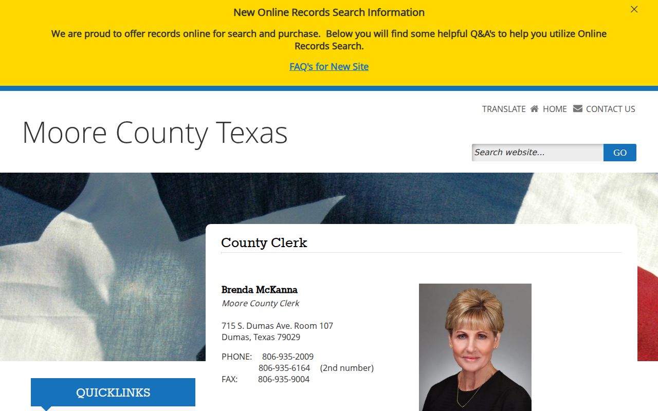 Moore County Clerk official page